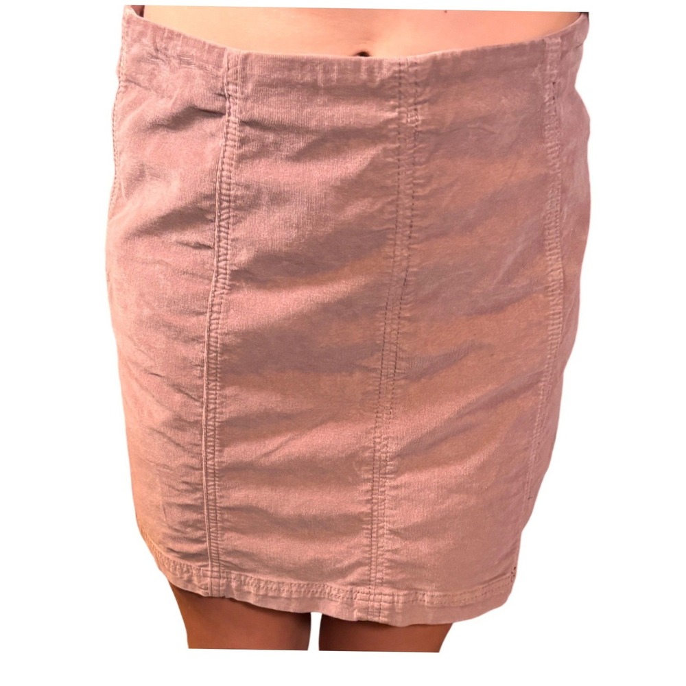 Free People Corduroy Mini Skirt Women's 12 Taupe Brown Back Zip Boho